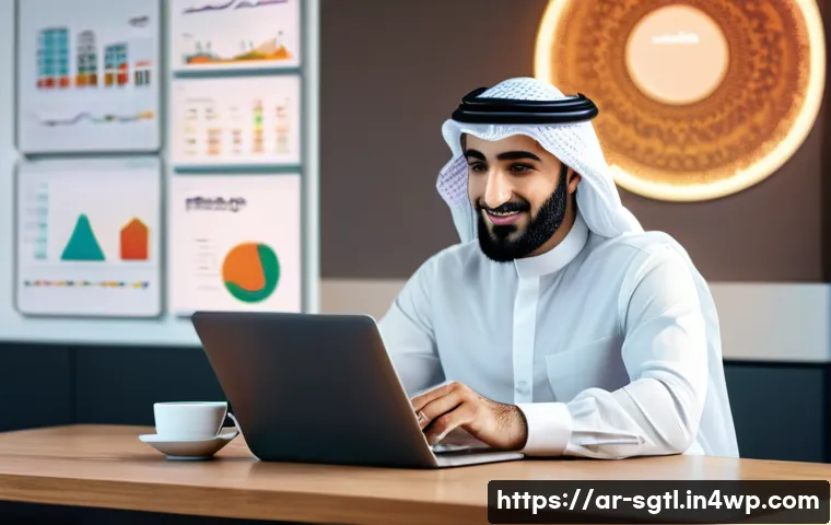 사용자 참여를 고려한 스토리 구조화 - A modern digital workspace scene featuring an Arab man and woman collaborating on content strategy u...