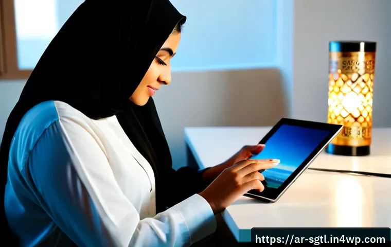 디지털 스토리에서 트렌드 반영하기 - Photorealistic editorial scene of an Arab female digital storyteller in modest contemporary clothing...